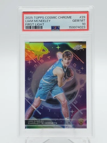 LIAM MCNEELEY 2025-26 TOPPS COSMIC CHROME ROOKIE FIRST LIGHT SP PSA 10 Q6529