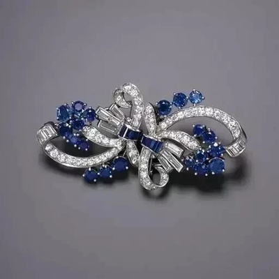 #ad 14K White Gold Plated 3Ct Round Cut Lab Created Blue Sapphire Unique Brooch Pin $131.99