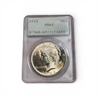 1923 $1 Peace Silver Dollar PCGS MS63 PCGS Old Rattler, FREE SHIPPING, 1/22