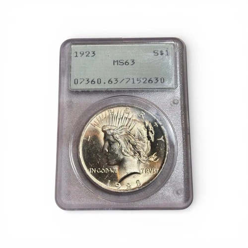 1923 $1 Peace Silver Dollar PCGS MS63 PCGS Old Rattler, FREE SHIPPING, 1/22