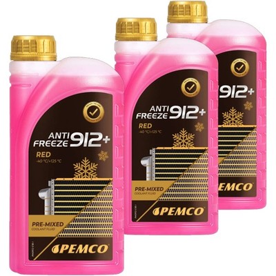 3x 1 LITER PEMCO 912+ ROSA/ ROT bis -40°C KÜHLERFROSTSCHUTZ passend für G12+