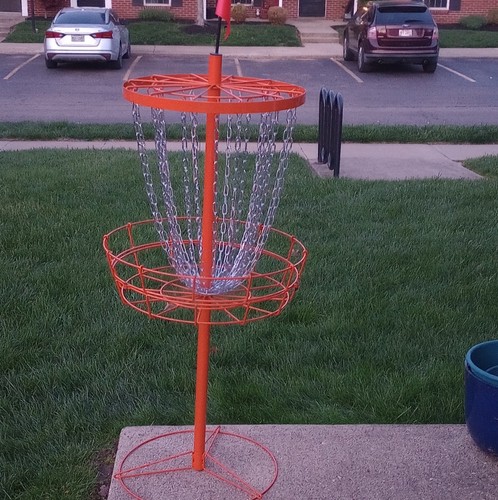 NQV Sports Foldable Orange Disc Golf Basket Portable with Carry Bag