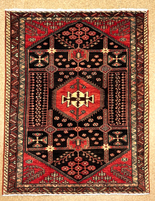 #ad 5x8 Hand Knotted Wool Tribal Rug Black Red Geometric Oriental 5#x27;x8#x27; $479.20