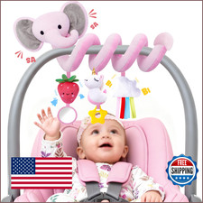 Baby Girl Spiral Car Seat Toy: Pink Elephant  Strawberry Stroller/Crib Activity