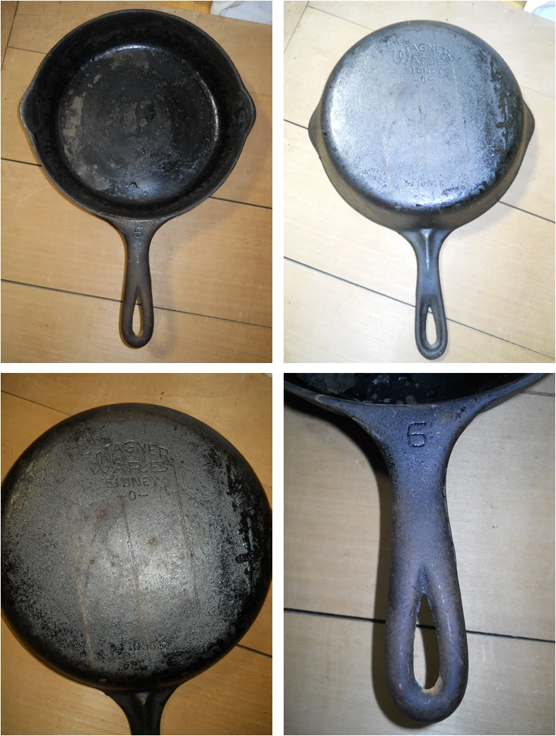 9" 1056 K Wagner Ware Sidney O #6 Cast Iron Skillet Double Spout Flat 1935+