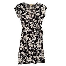 Michael Kors Black/White Floral Print Tie Wrap Dress. Sz XS. NWT!!