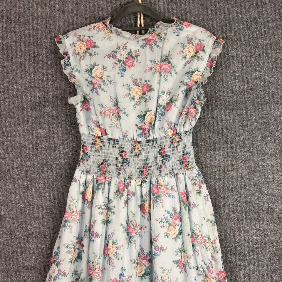 Vintage Terri Juniors Floral Maxi Dress Ruffle Sleeve Junior Size 11 - Image 4 of 4