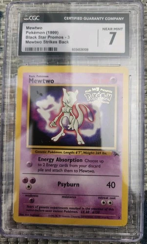 CGC 7 Pokemon Black Star Promo #3 MEWTWO (1999)Mewtwo Strikes Back Pokemon Card