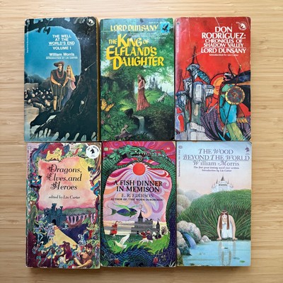 LOT of 6 Ballantine Adult Fantasy William Morris Lord Dunsany Eddison 1970s PB