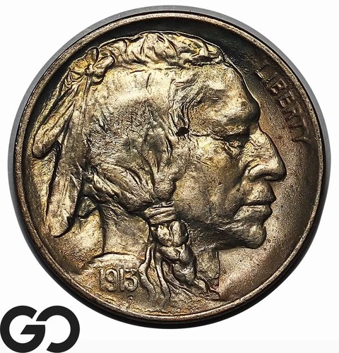 1913 Buffalo Nickel Type 1, Fully Struck Solid Gem BU++