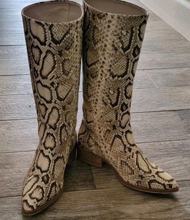 Freda Salvador Julia Boots Python Snake Embossed … - image 13