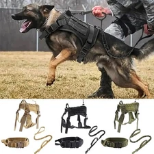 Tactical Dog Harness Collar Leash Set Military Training Vest with Handle