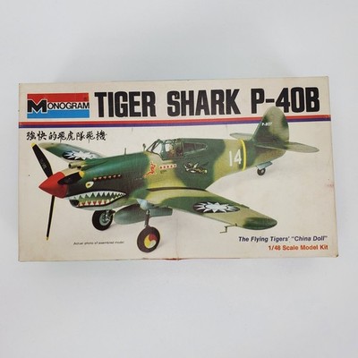 Monogram Tiger Shark P-40B 1/48 Scale Model Kit 6803 Flying Tigers 1973 Vintage