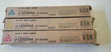 3 NEW GENUINE RICOH SAVIN LANIER SP830DNA PRINT CARTRIDGES- CYAN, YELLOW, MAG