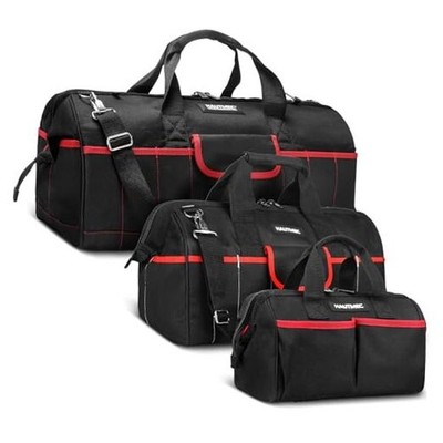  3 Piece Large Tool Bag Set, Heavy Duty 1680D Wide Mouth Tool Bags with Padded 