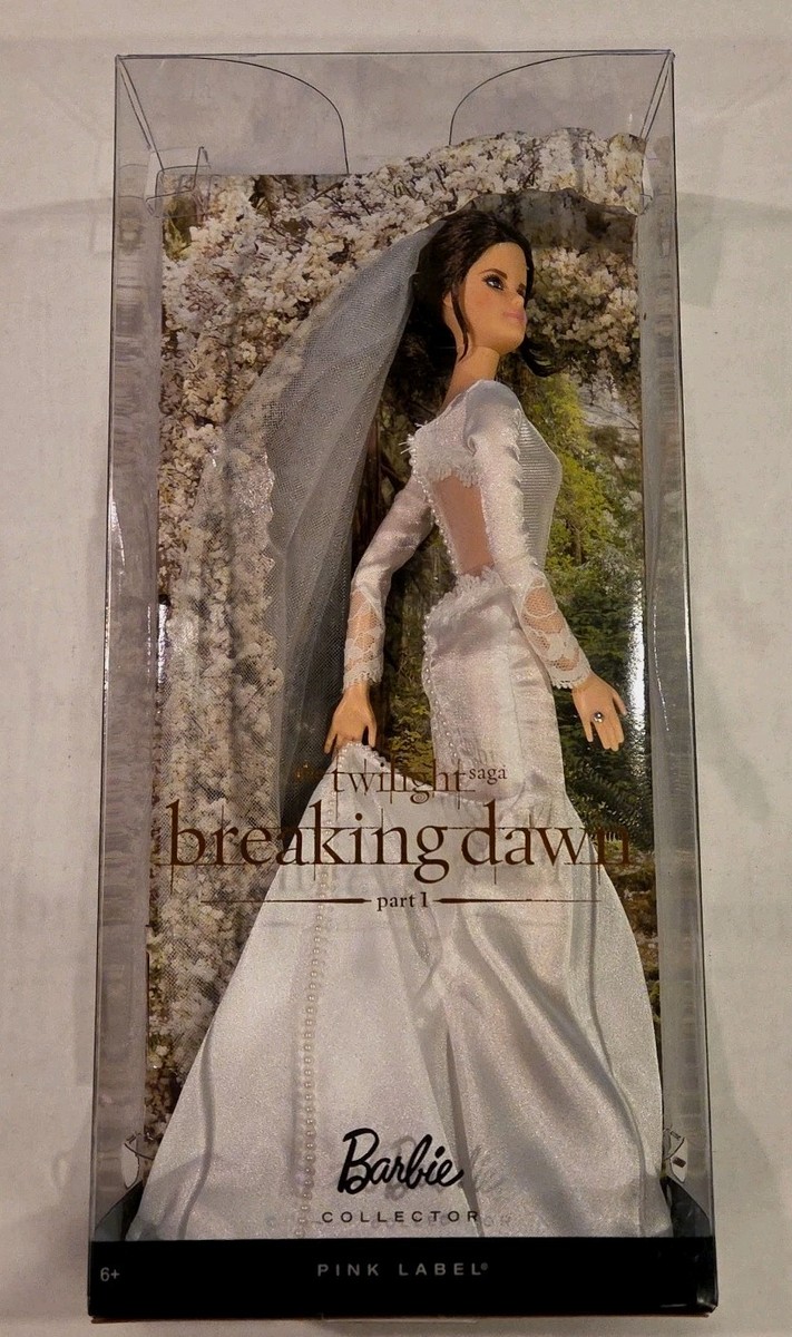 twilight breaking dawn bella wedding dress Saga Bride Barbie Part 1 Pink Label Doll AntiqueWhite and pink cotton open back Dress Bella edward wedding The final Bella Swan Color:Burnt-orange