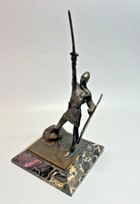 1920's Italian Ernico Brutti Warrior of Legano Brnoze Statue Knight Marble Stand
