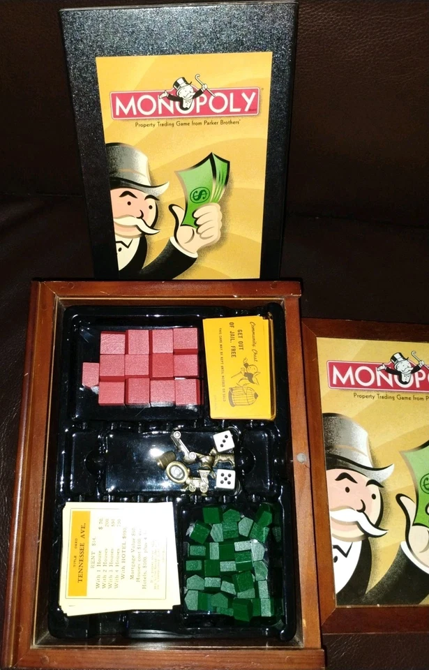 Vintage Game Collectible Monopoly Game Wooden Box - Image 2 of 2