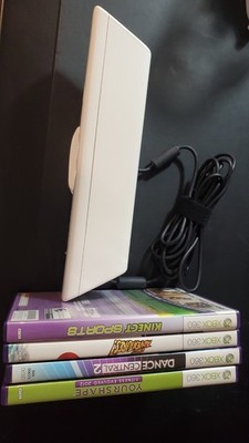 Xbox 360 Kinect Sensor Bar - White - With 4 Kinect Games