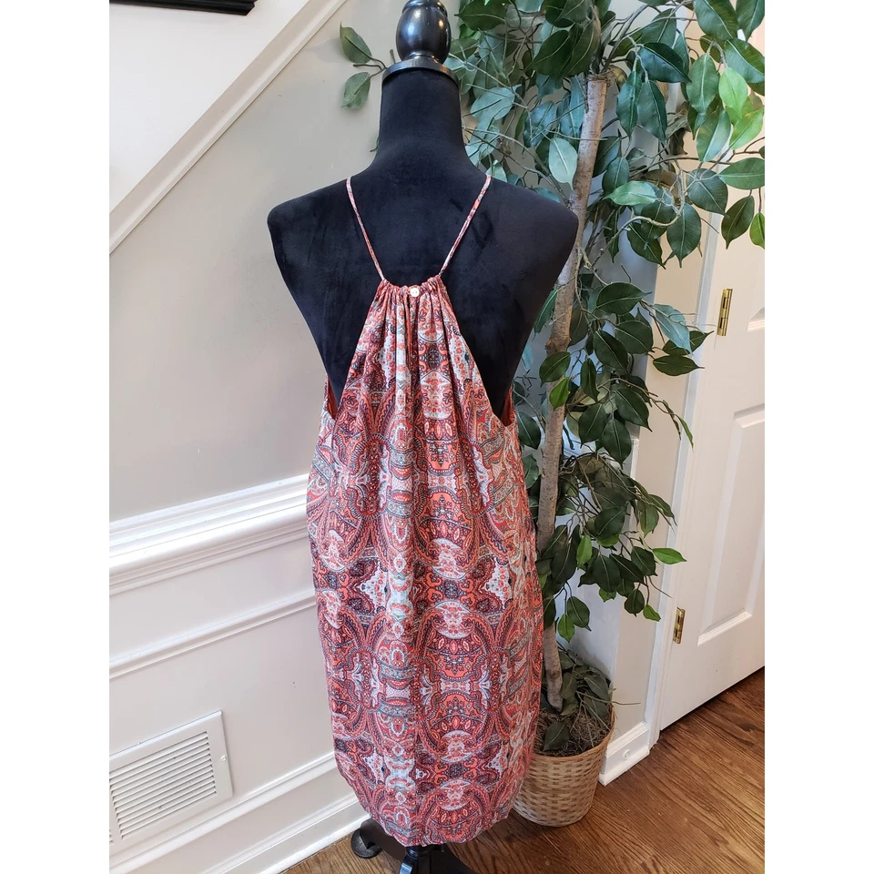 Lucky Brand Shift Dress Womens XL Multi Paisley Pockets Sleeveless Halter - Image 4 of 4