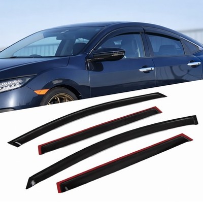 Window Visor Rain Guard 4pcs For Mazda Mazda5 2004-2010 Tape-On Dark Smoke