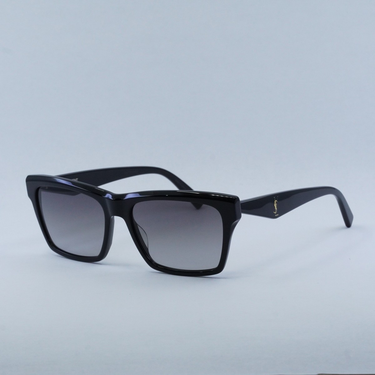 SAINT LAURENT 長方形フレムサンクラス SLM104 001 SAINT LAURENT SLM104 001 Black/Grey 56-16-145 Sunglasses New
