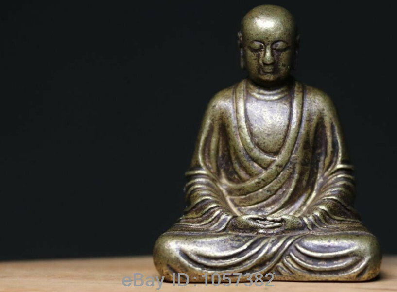 China Buddhism Temple Bronze Copper Monk Buddhist Sit Meditation Statue