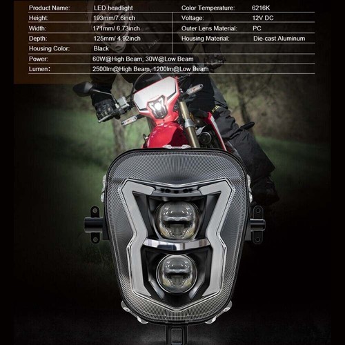 12V LED Light Headlight DRL Red Fairing Replacement For Honda CRF450L CRF450RL - Bild 7 von 16