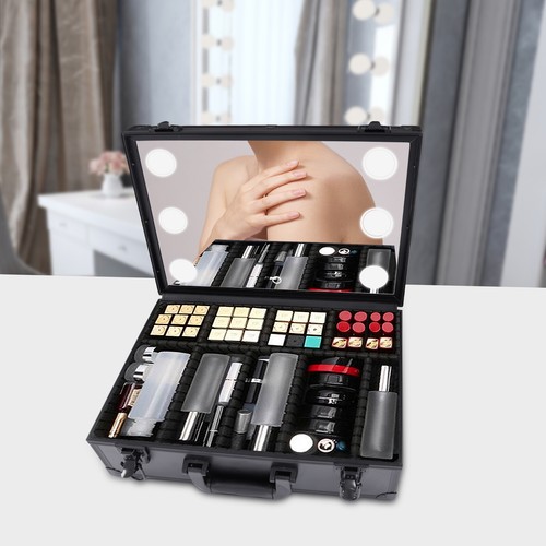 Reise Kosmetik Aufbewahrungsbox Friseurkoffer Schminkkoffer Mit Licht +Spiegel - Bild 3 von 24