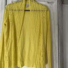 PURE LINEN LEMON DEANE AND WHITE CARDI BNWOT  12/M