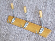 Wand-Garderobe 45cm Metall/Holz 3 Haken 60/70er Rockabilly Vintage Retro