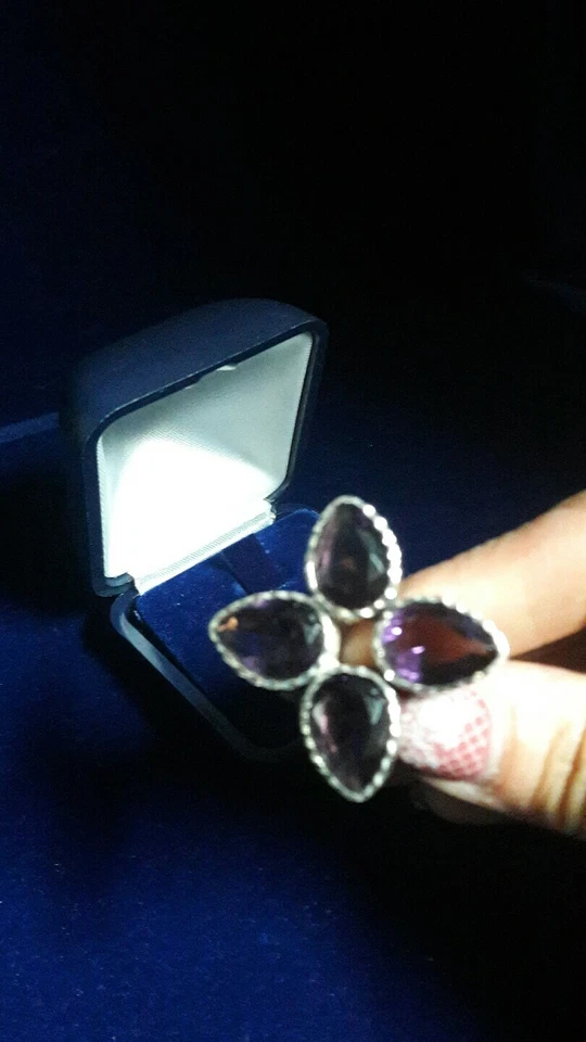 Bellissimo anello placcato arg.925 ametiste -Beautiful ring silver plated - Immagine 2 di 4