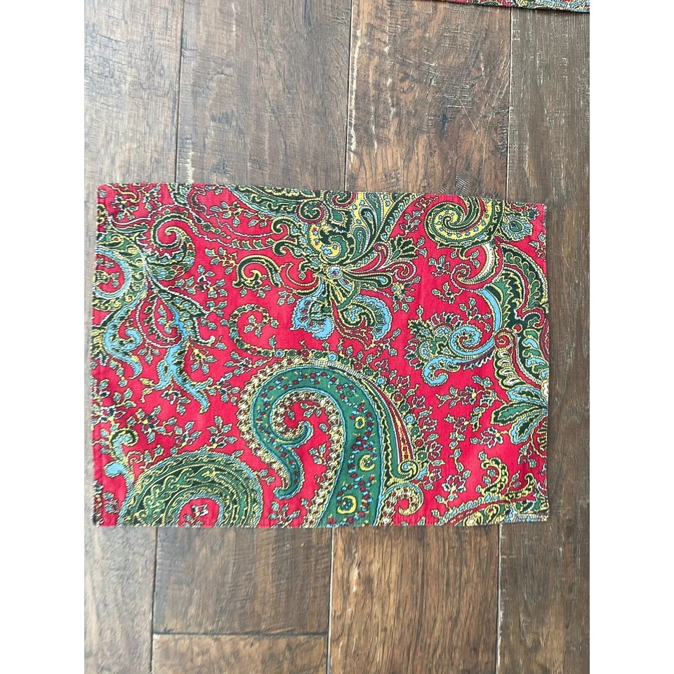 Placemats vintage de algodão paisley vermelho Ralph Lauren - Conjunto de 4 - Imagem 4 de 4