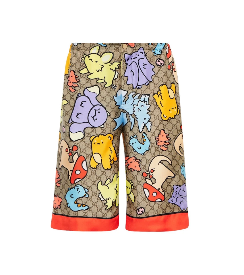 Authentic Gucci Kawaii GG Animal Print Silk Bermuda Shorts 734161 New $1350