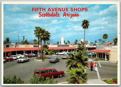 Scottsdale Arizona Fifth Avenue Shops Mall 1980s Continental Size Postcard 