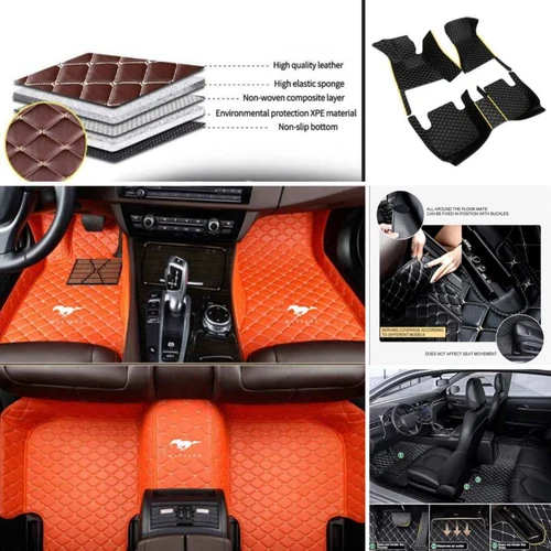 For Ford Mustang Coupe/Convertible Car Floor Mats & Trunk Mat Waterproof Carpets - Picture 17 of 52