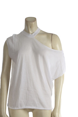 RTA White Cotton Cold Shoulder Short Sleeve Minimalist Classic T-Shirt Size M