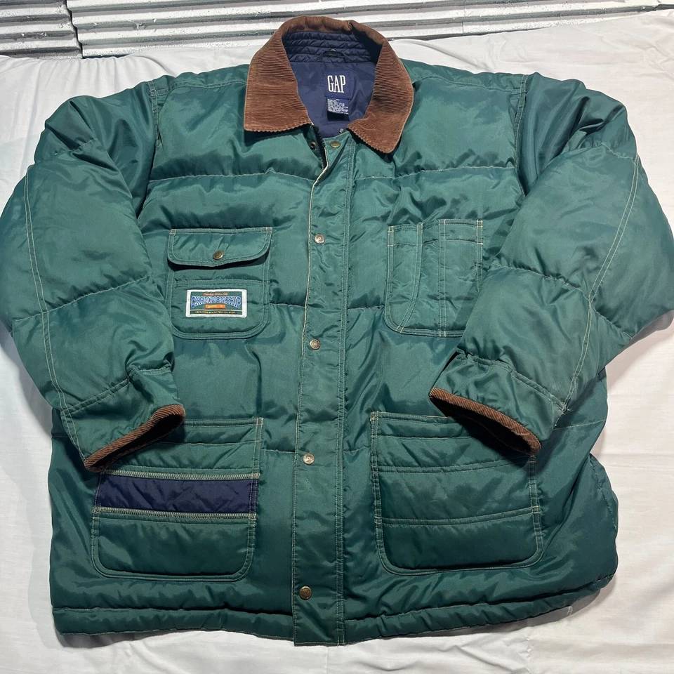 Vintage GAP Down Ski Jacket Mens XL USA Olympic Ski Team Rare Chore Coat 80s - Image 2 of 4