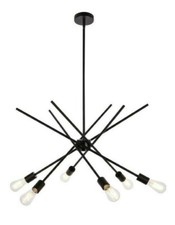 Chandelier Light Fixture Mid-Century Modern Sputnik Living Dining Room Black 32"