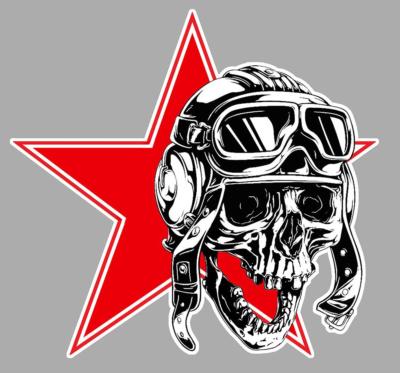 SKULL right RED STAR right laminated vinyl sticker  