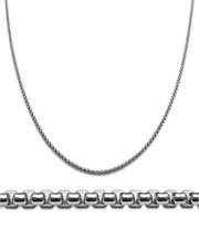 925 Sterling Silver Round Box Chain Necklace 2mm Rhodium Plated (140 Gauge)