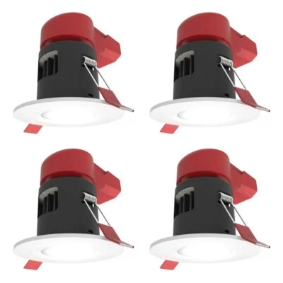 4 x Ansell APRILED/CW Prism LED Fire Rated LED Downlights IP65 4000K (White)