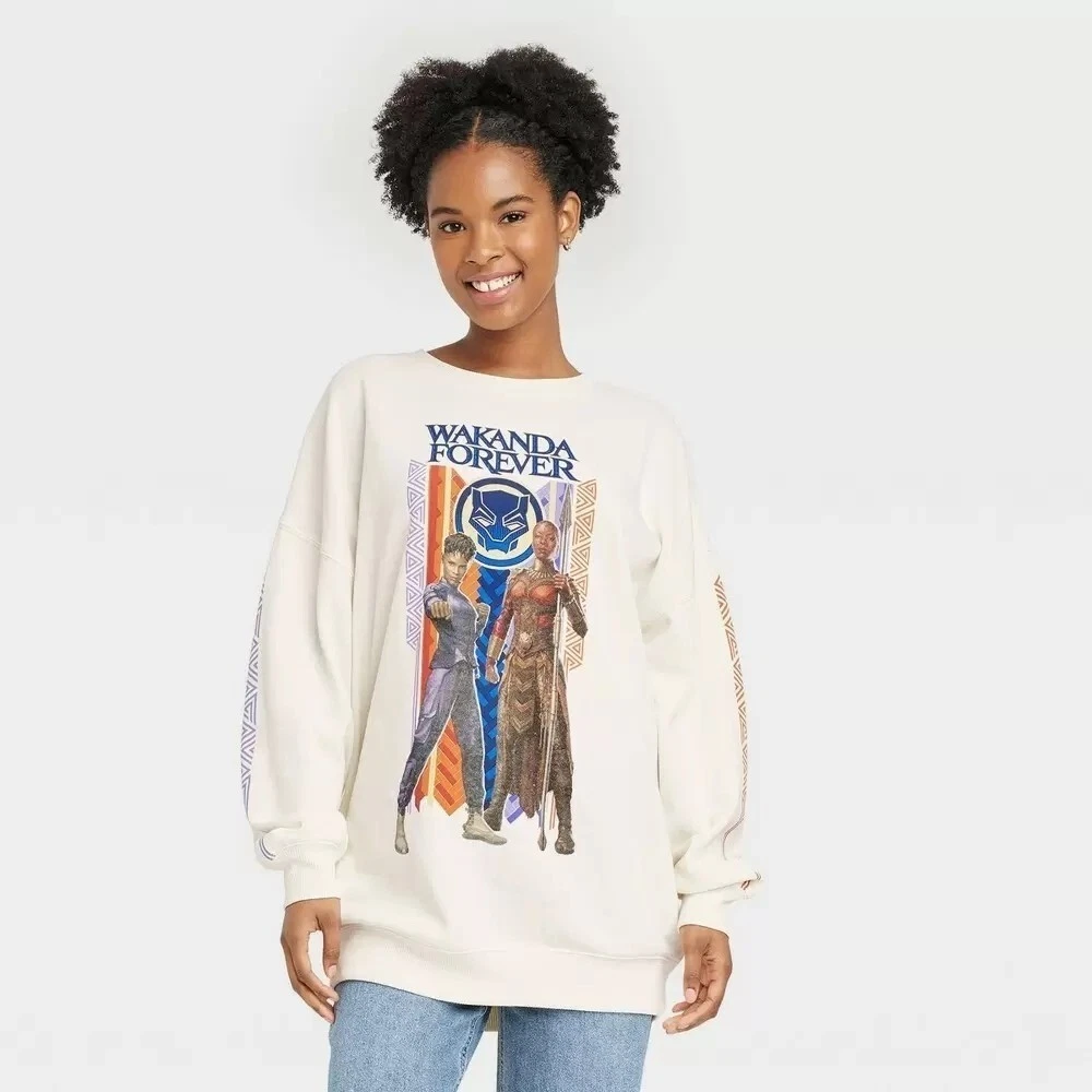 Womenu0026#039;s Wakanda Forever Graphic Sweatshirt - Marvel Cream Medium | eBay