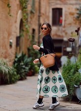 ZARA ss24 SIZE S, M, L, SKIRT PRINTED BOX PLEATED ZW COLLECTION NWT