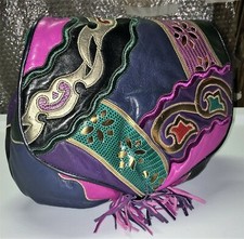 Vintage Sharif Women's Multi-colored Leather & Reptile Skin Handbag Purse
