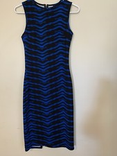 WTD Dress Size XS/S Midi Length Stretchy Sleeveless Back Zipper Blue & Black
