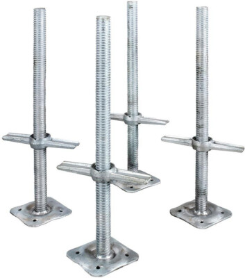 24'' Scaffolding Leveling Jack Steel Plate Base Adjustable Screw 4 Pack MetalTech