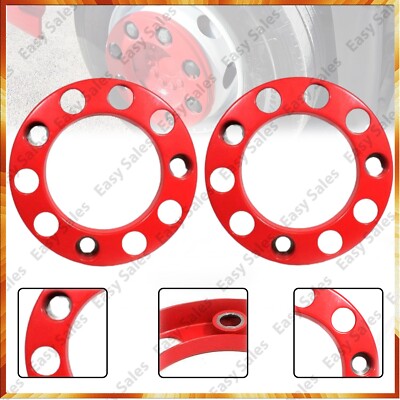 2x LKW Radbolzenabdeckung 22,5'' Universal Radkappen Anhänger Radzierblenden ROT