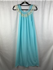 New Vintage Kmart Nylon/Lace Nightgown Woman L 100 Nylon Turquoise Cream