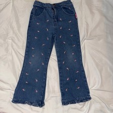 Strawberry Shortcake Vintage Y2K Embroidered Flower Strawberry Jeans Kids Size 5